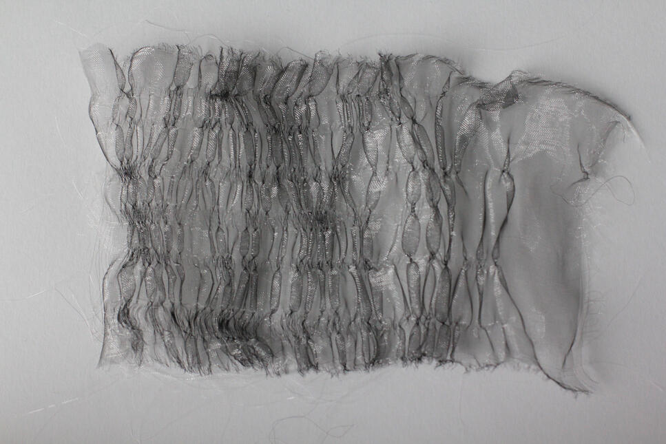 Transparent synthetic textile sample